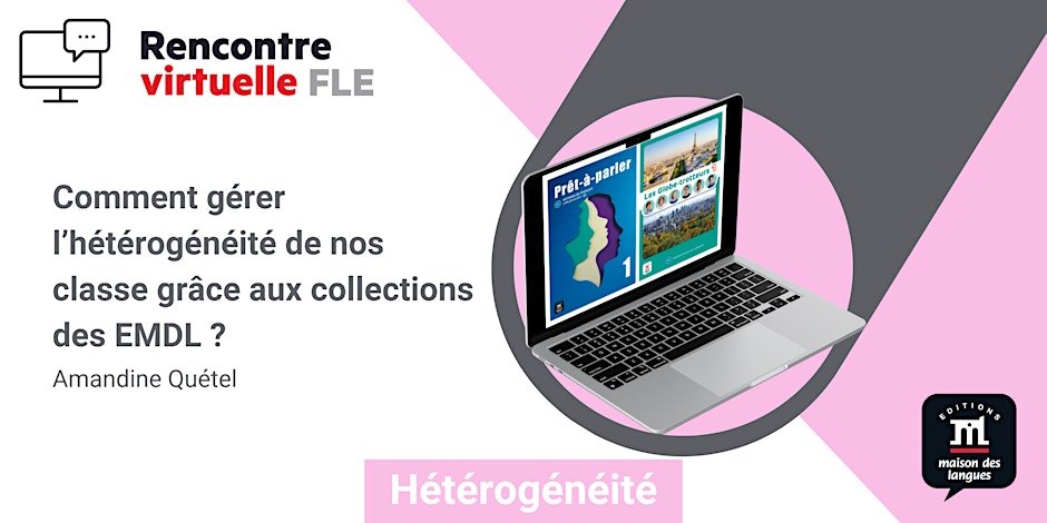 Poster voor virtuele bijeenkomst over het beheren van diversiteit in de klas met behulp van EMDL-collecties, met een afbeelding van een laptop.